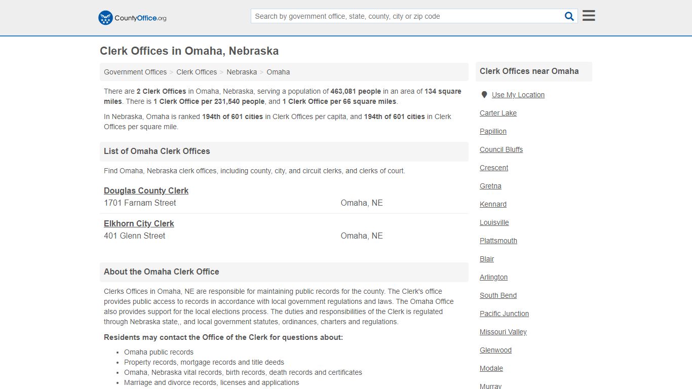Clerk Offices - Omaha, NE (County & Court Records)